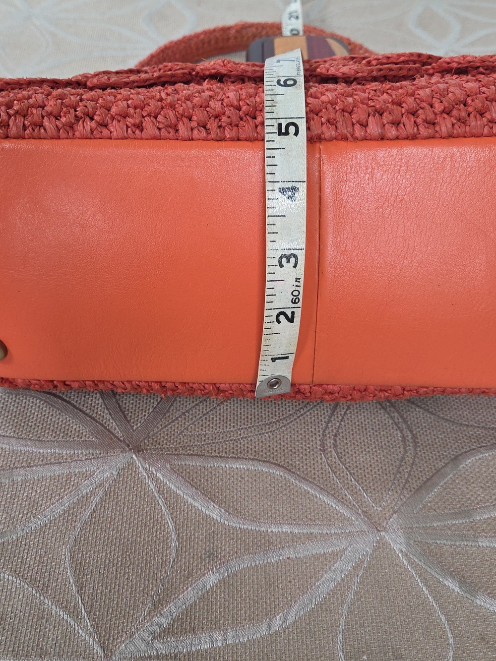 Patricia Nash Ferrara Woven Raffia Frame Bag, Koi Orange Satchel! - Picture 9 of 16